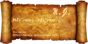 Ménesi János névjegykártya